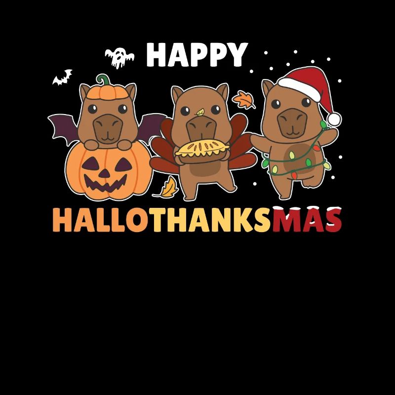 Joyeux Hallothanksmas Capybara Capybaras de Noël