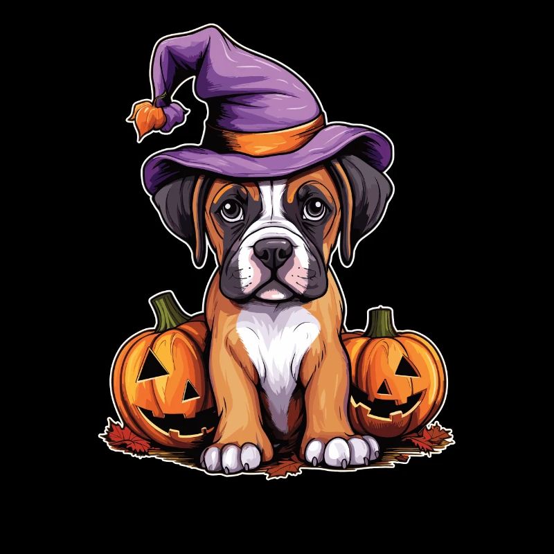 Halloween Witch Hat Pumpkin Dog Boxer