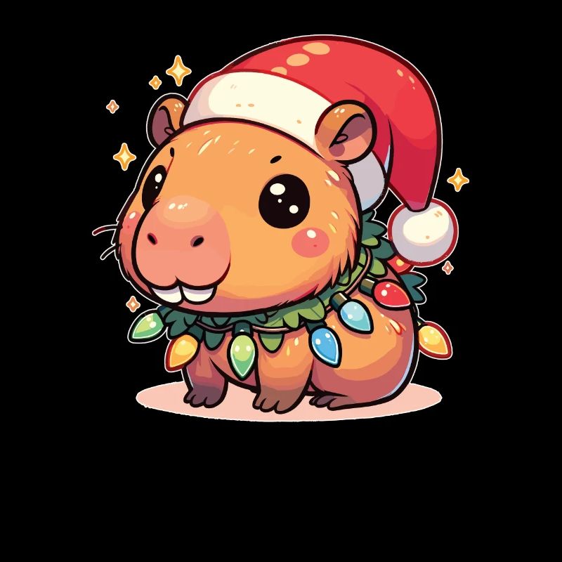 Weihnachtsmütze Weihnachten Lichterkette Capybara