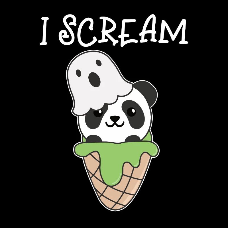 Panda Halloween Geist I Scream Eis Wortspiel
