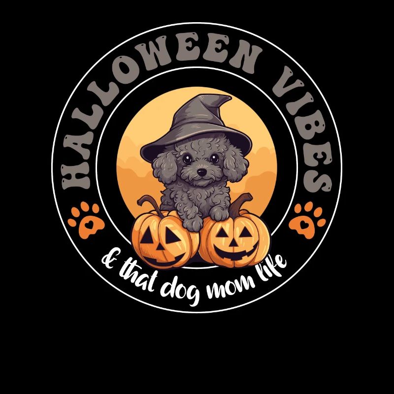 Halloween Witch Hat Pumpkin Dog Poodle