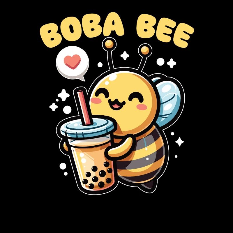 Boba Bee Bubble Tea Pun kawaii bee