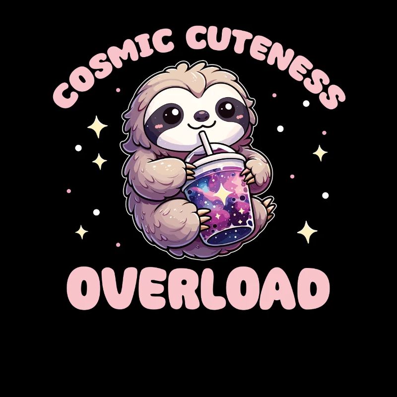 Sloths Drinking Bubble Tea Galaxy Boba Sloth