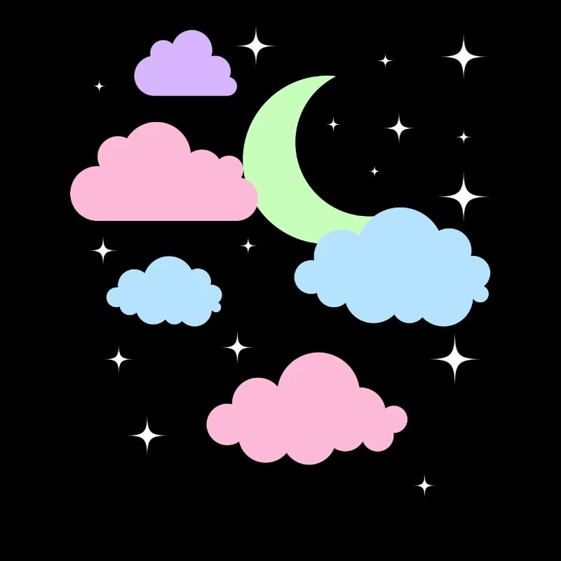 Cute Pastel Goth Moon Clouds Kawaii