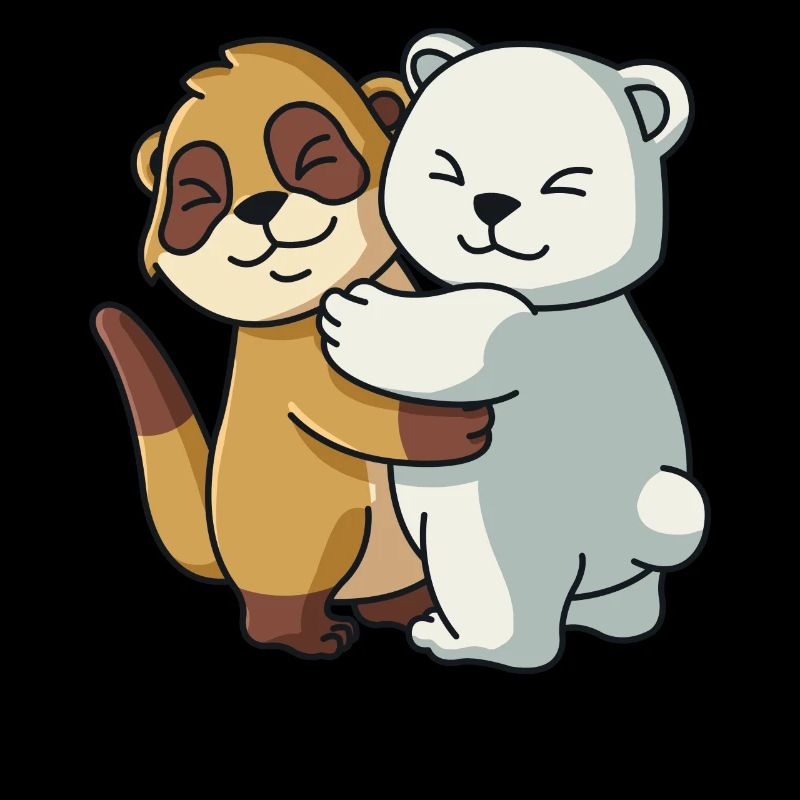 Meerkat and Icebear Hug Cuddle Animals