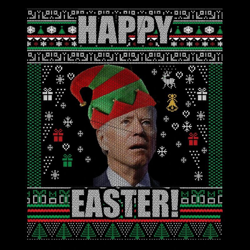 Drôle Biden Pull de Noël moche Joyeuses Pâques