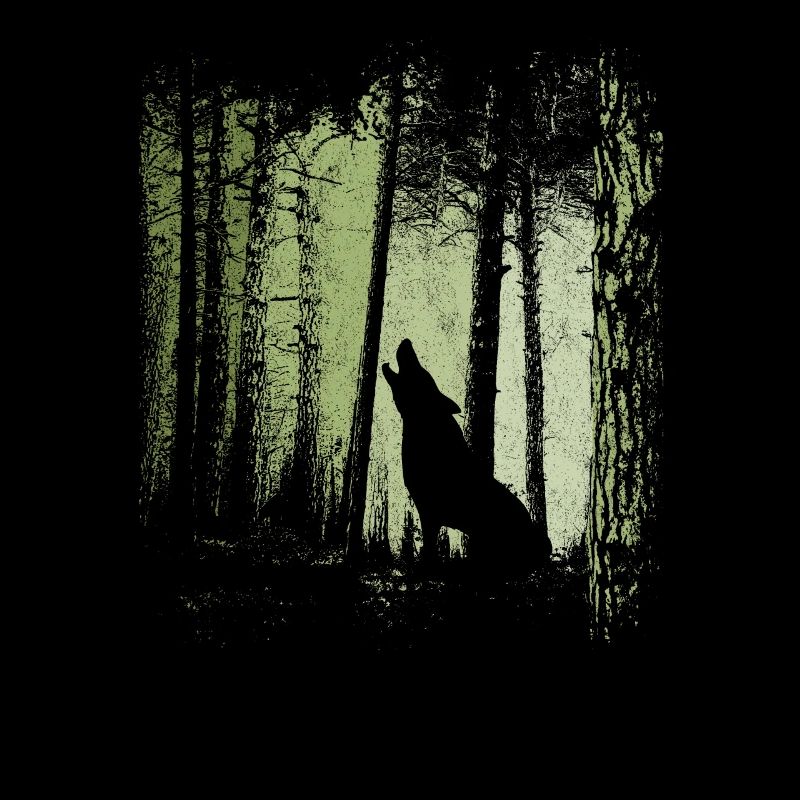 Forest Howling Wolf Silhouette