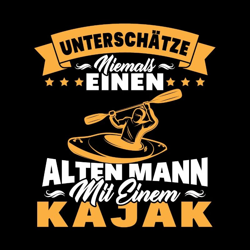 Alten mann mit einem Kajak