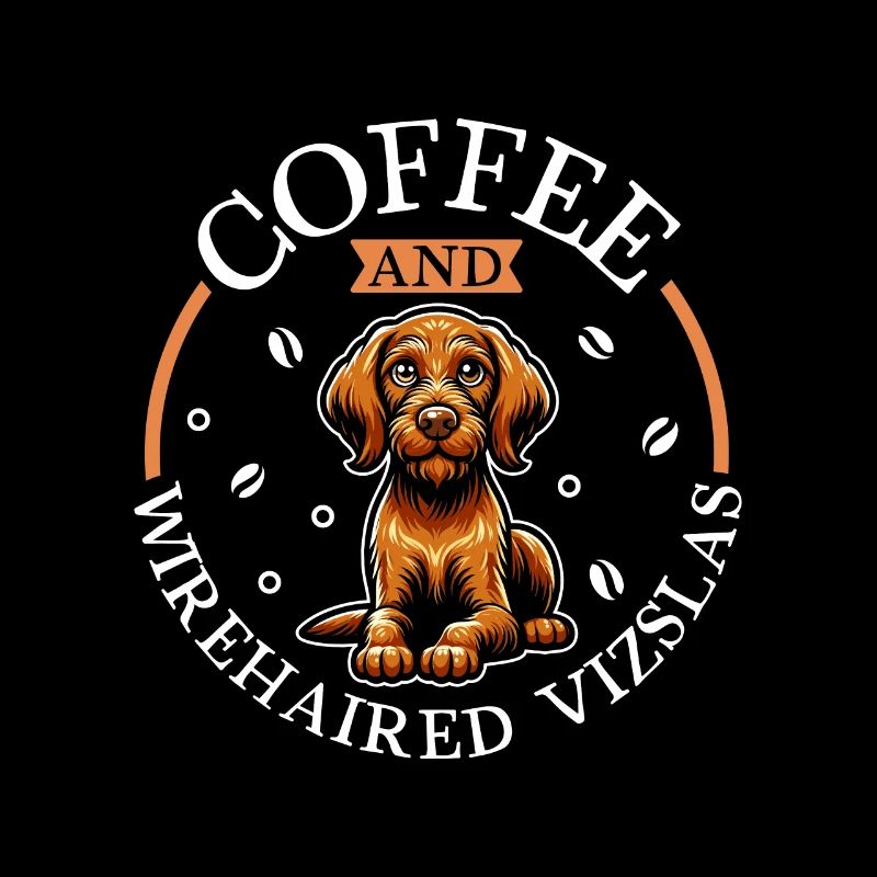Coffee and Wirehaired Hungarian Pointer Dog