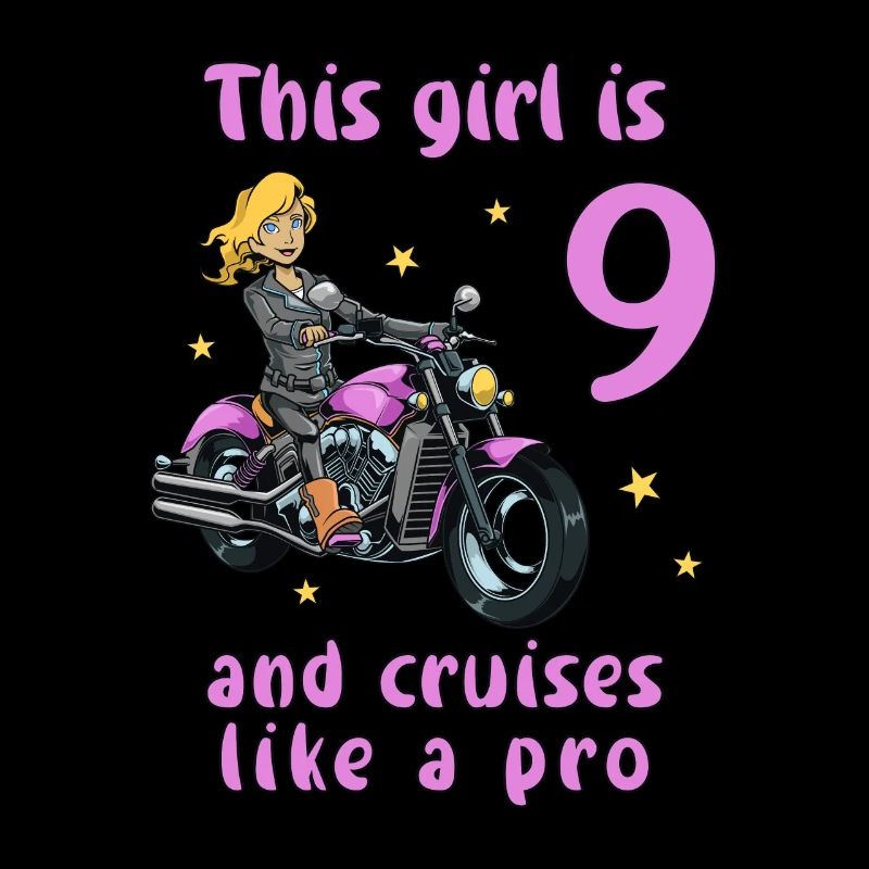 Geburtstagsshirt Motorrad - 9 Geburtstag Mädchen