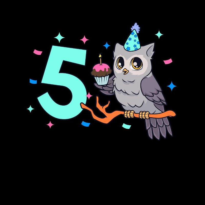 Mit Eule - Kinder Geburtstag 5 Jahre