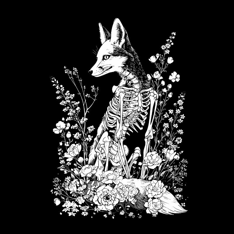 Renard Fleur Squelette Fleur Animal
