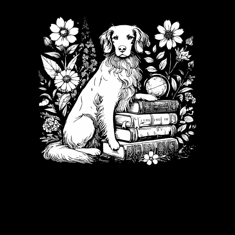 Brittany Spaniel Flower Book Reader