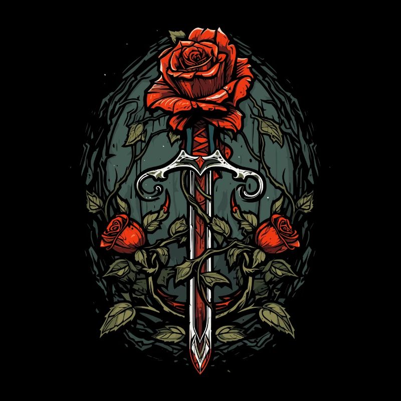 Épée Goth Rose rouge