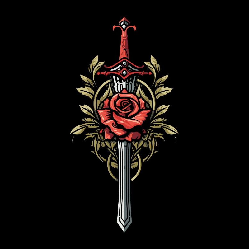 Épée Goth Rose rouge