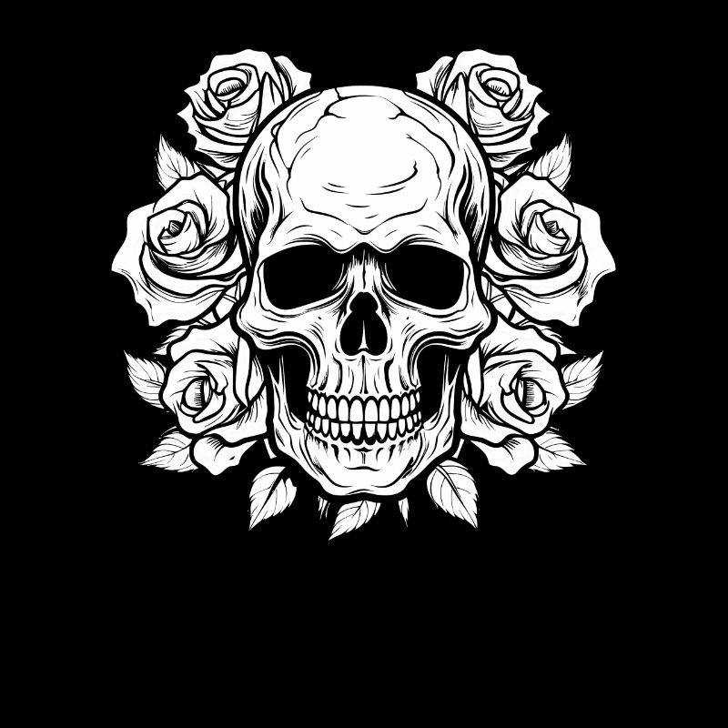 Crâne de Goth Rose rouge