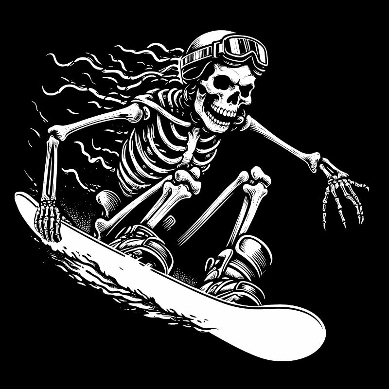 Skeleton Riding Snowboard in Snow Snowboarder Fun