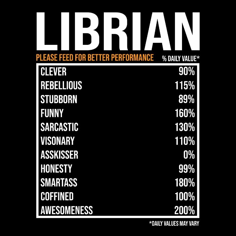 Librarian Daily Values Funny Librarian