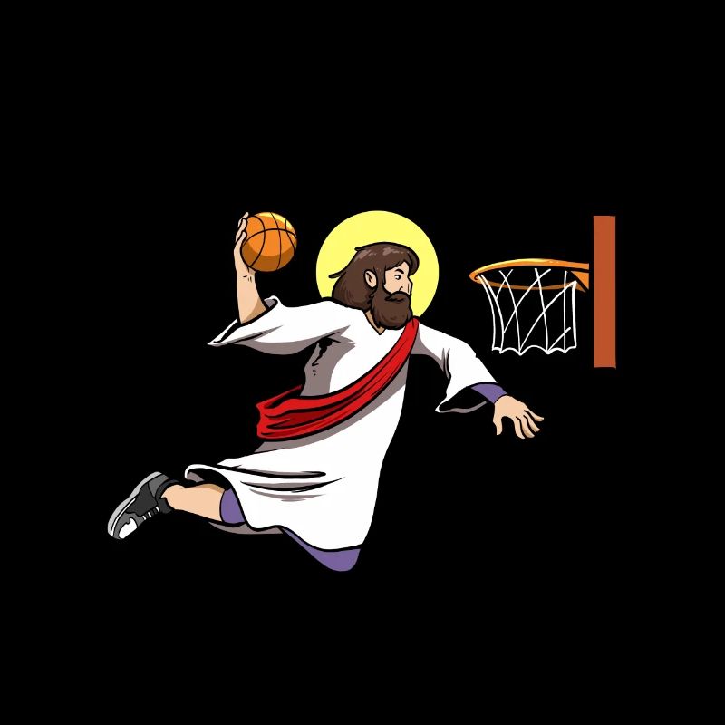 Basketball Player Dunking Baskeball Jesus