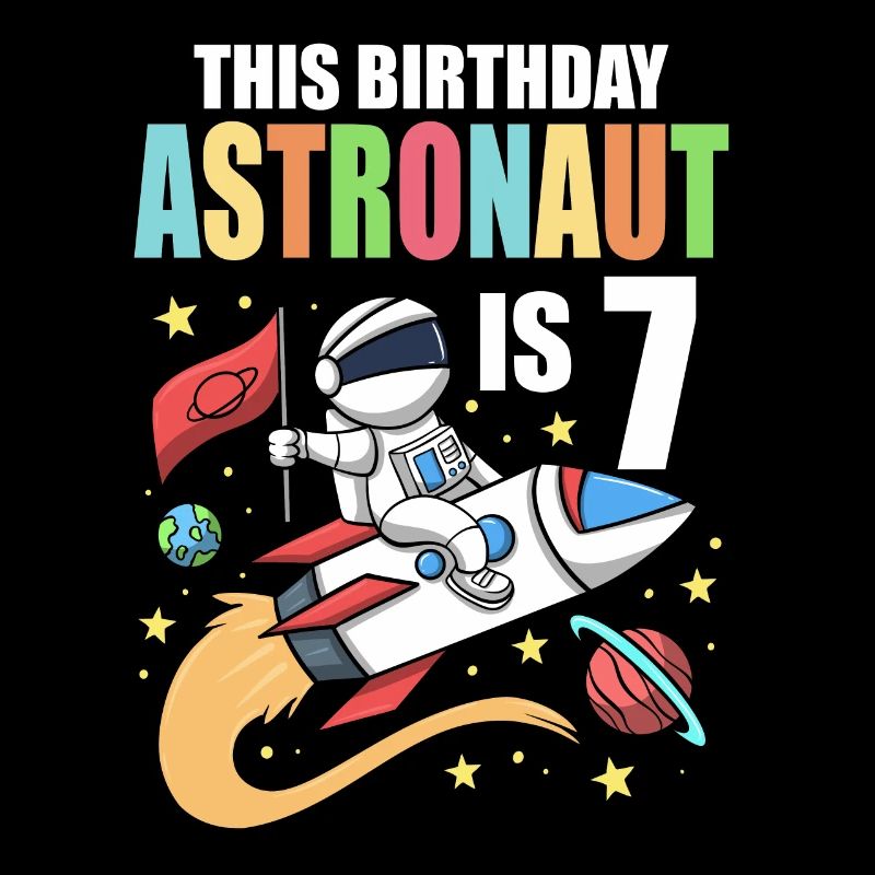 Space Birthday 7 Astronaut Planets Rocket Ship
