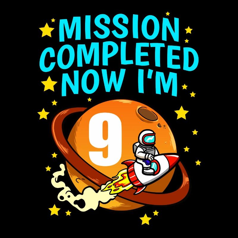 Space Birthday 9 Astronaut Planets Rocket Ship