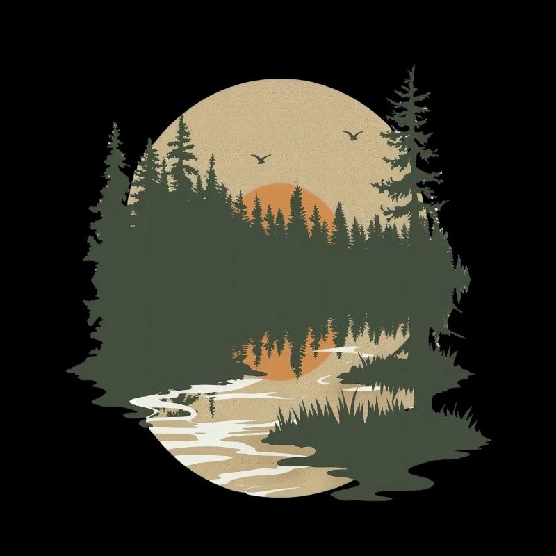 Clair de lune, Forêt, Scène, Nature, Panorama