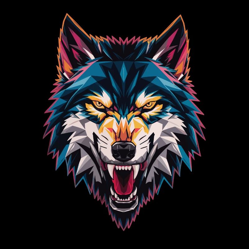 Bunter Geometrischer Wolfskopf