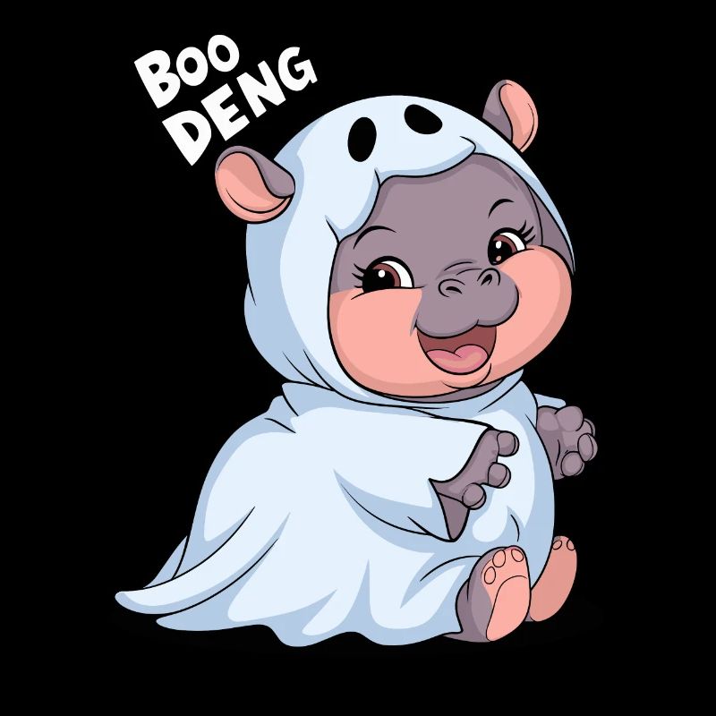 Cute Boo Deng Hippo in Ghost Costume