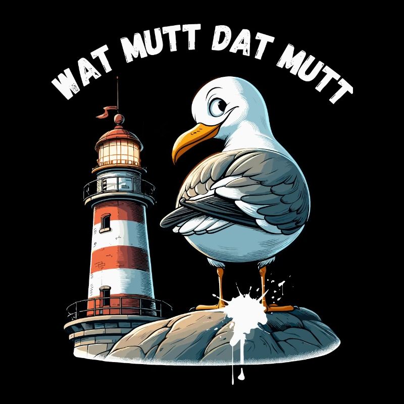 Hamburg Dialect Seagull Funny Lighthouse North Fun