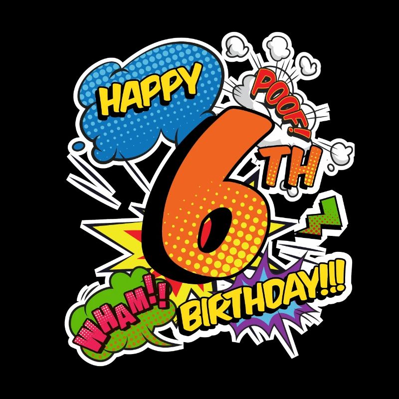 6th Birthday Young Comic Style Superheroes