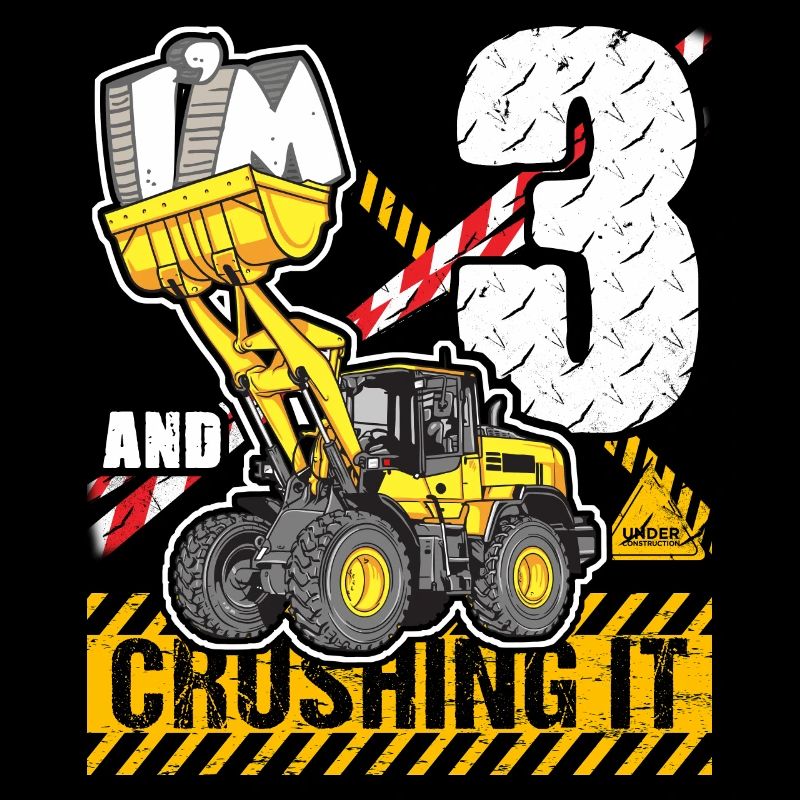 Ich bin 3 & Crushing It 3. Geburtstag Jungen Bagger