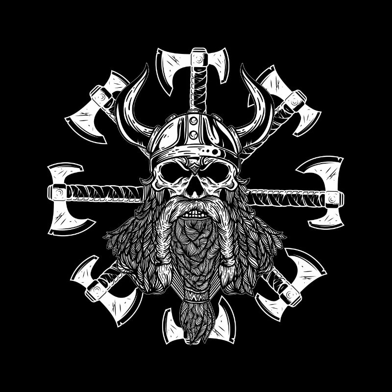 Viking Warrior Skull Flag Pirate Axe Design
