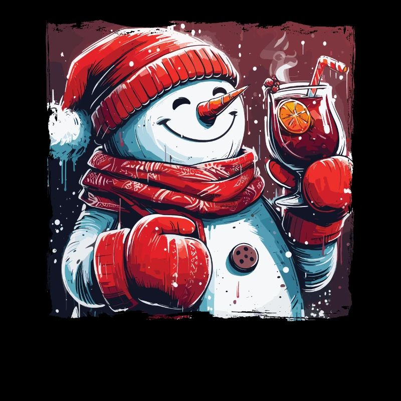 Snowman drinking mulled wine Christmas market