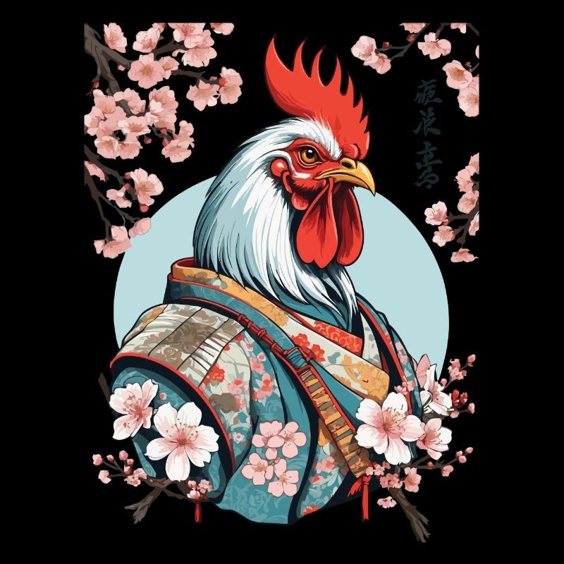 Hühner Samurai Retro Vintage Aesthetic Design