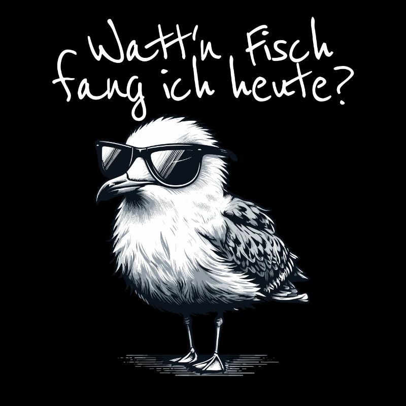 Watt'n Fisch fang ich heute Coole Möwe Spruch