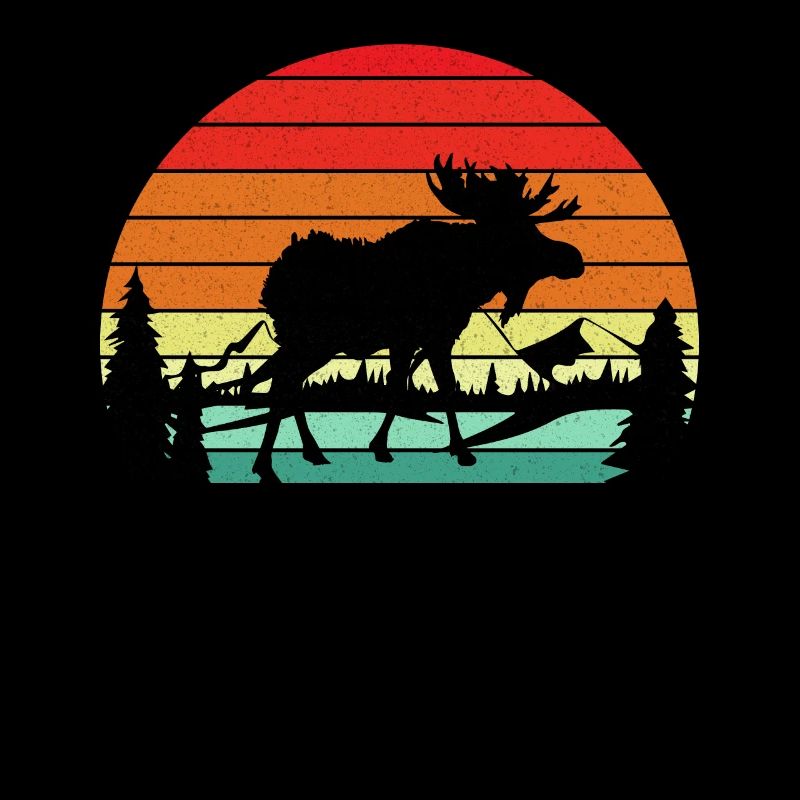 Moose Moose Vintage Retro Coucher de soleil