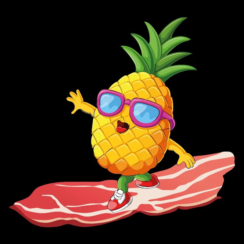 Cool Funny Pineapple Riding on Bacon