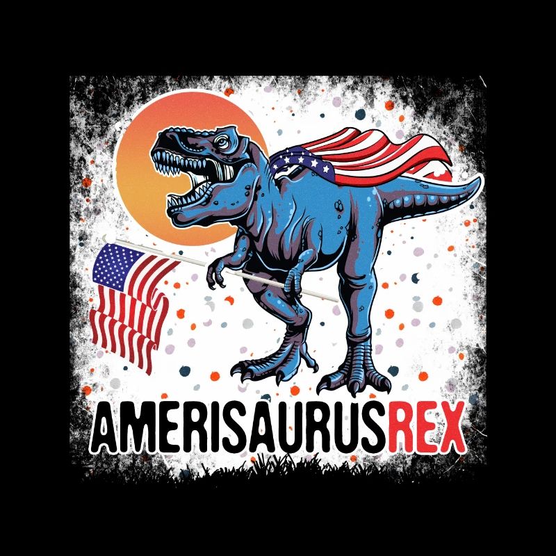 Patriotic Amerisaurus Rex Fun Dinosaur Waving