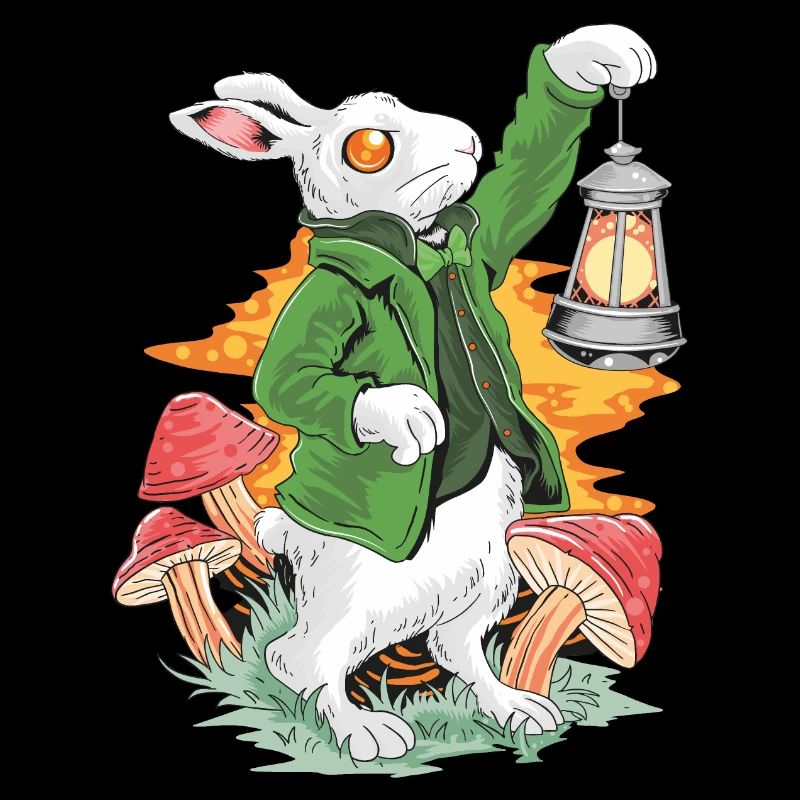 Rabbit with lamp and green jacket