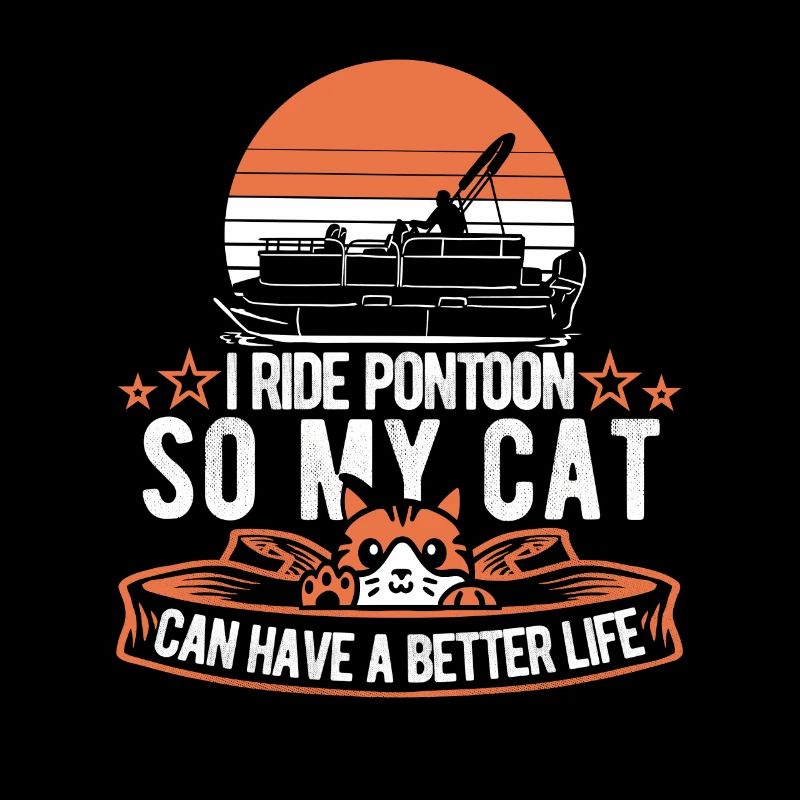 Bateau ponton chat