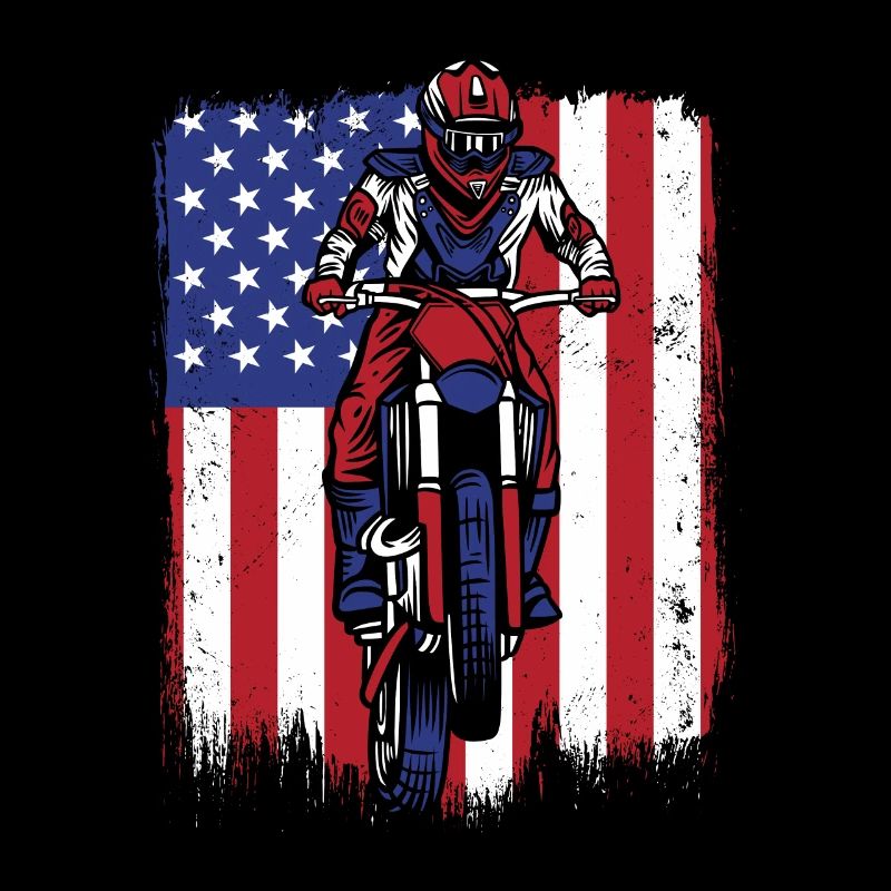 Motocross Drapeau américain Pilotes de course de moto