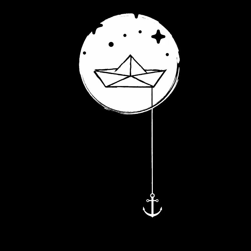 Bateau en papier avec ancre dans la mer