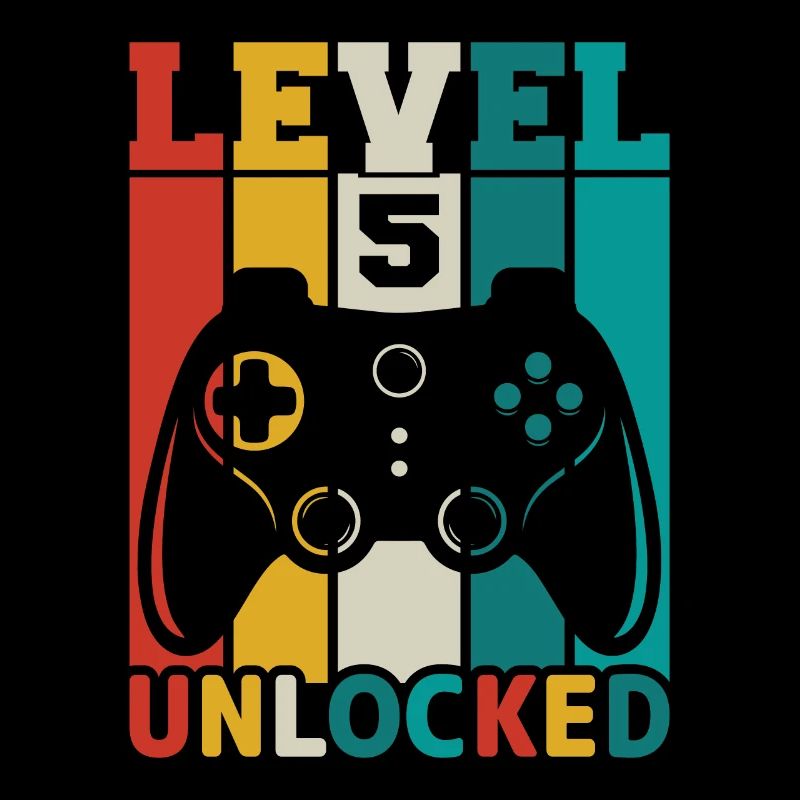 5 years 5th Birthday Level Unlocked Gaming