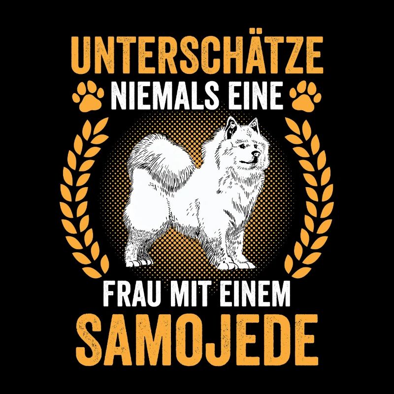Samojede Samojedenspitz Frau mit Samojede