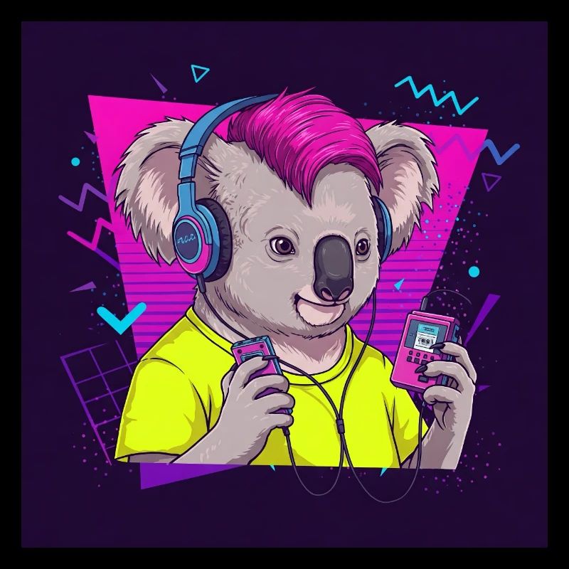 Cool Koala with Walkman - 80s Vibes
