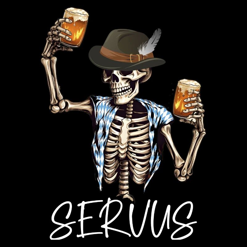 Servus Skull Bier Trachtenshirt Biertrinker