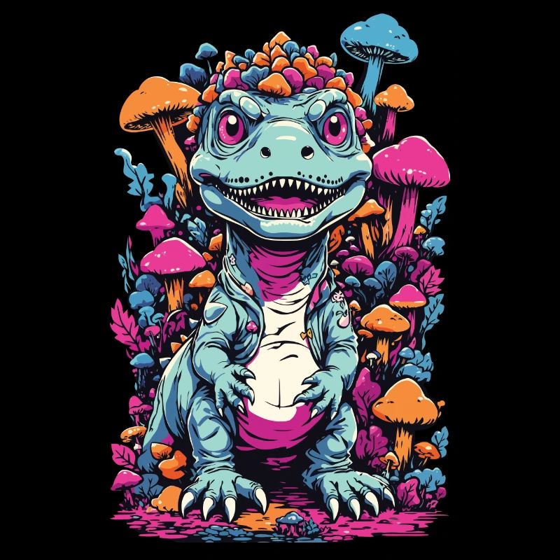 Psychedelic dinosaur mushroom for nature lovers