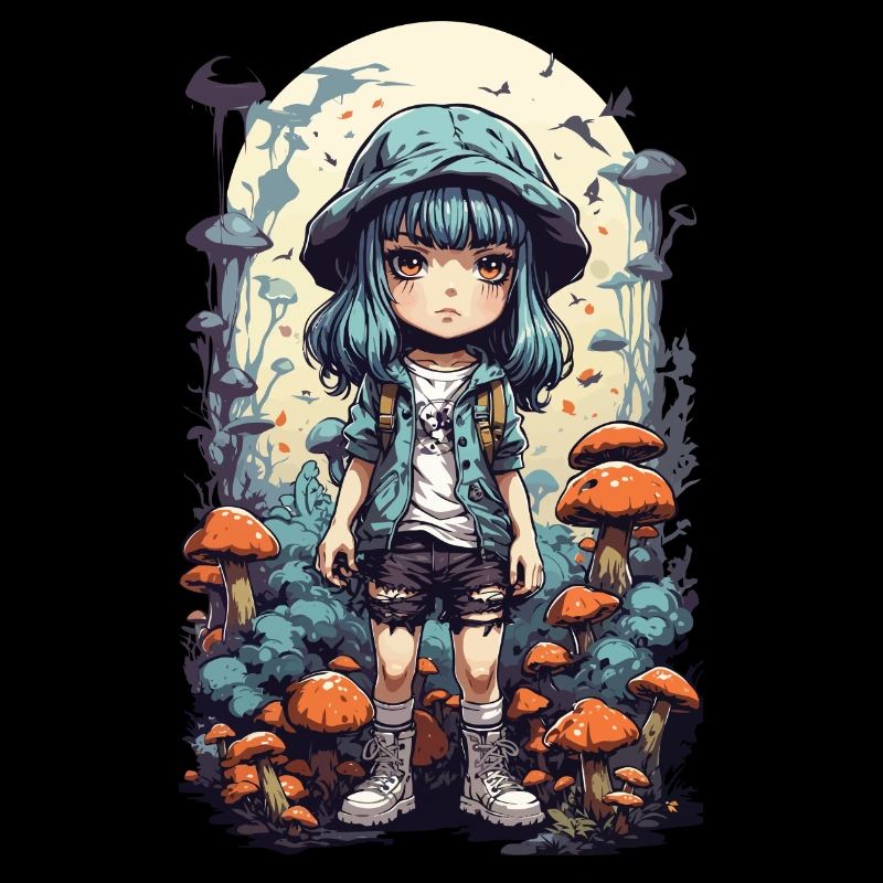 Aventure psychédélique Anime Forêt Champignon Design