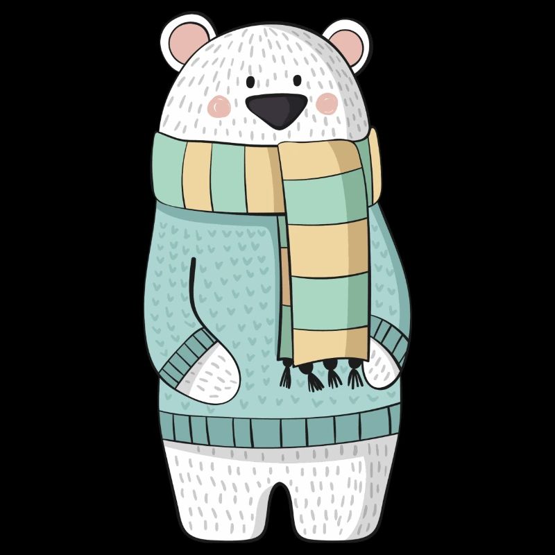 Eisbär mit Schal und Pullover