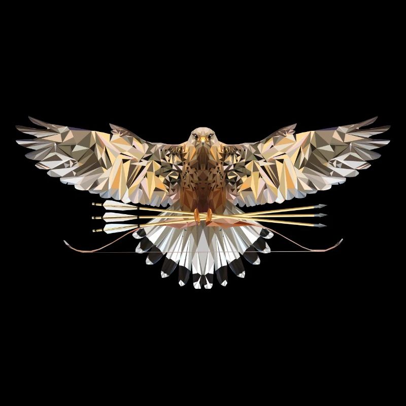 Faucon polygonal avec arc et flèches recourbés